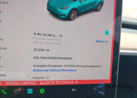 2023 Tesla Model Y Awd/Long Range Dual Motor All-Wheel Drive from USA, damaged, VIN 7SAYGDEE1PA208653